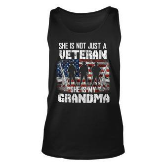 Veteran Veterans Day Womens Veteran She Is My Grandma American Flag Veterans Day 333 Navy Soldier Army Military Unisex Tank Top - Monsterry