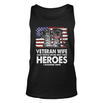 Veteran Wife Most People Never Heroes Veteran America Flag T-Shirt Unisex Tank Top - Monsterry AU