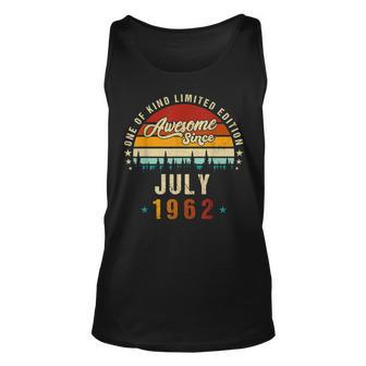 Vintage 60Th Birthday Awesome Since July 1962 Epic Legend Unisex Tank Top - Seseable