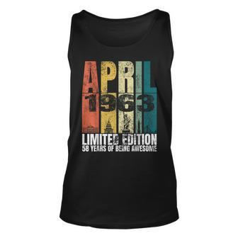 Vintage April 1963 Bday Gifts 58 Years Old 58Th Birthday Unisex Tank Top - Seseable