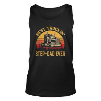 Vintage Best Truckin Step-Dad Ever Retro Fathers Day Gift Unisex Tank Top | Mazezy