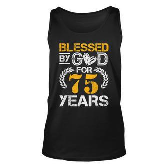 Vintage Blessed By God For 75 Years Happy 75Th Birthday Unisex Tank Top - Seseable