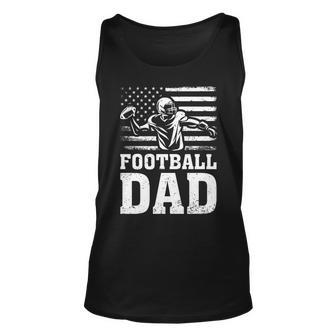 Vintage Football Dad American Flag Football 4Th Of July Unisex Tank Top - Seseable