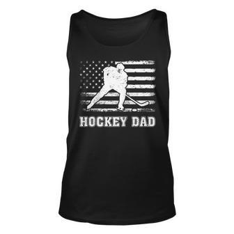 Vintage Hockey Dad American Flag Hockey 4Th Of July Unisex Tank Top - Seseable