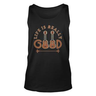 Vintage Life Is Really Good Guitar Unisex Tank Top | Mazezy