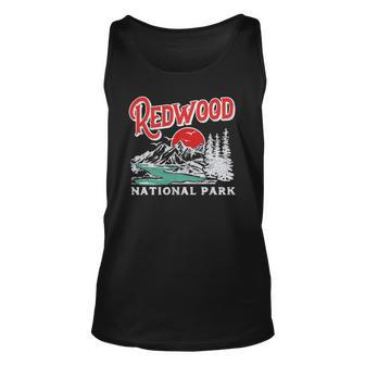 Vintage Redwood National Park Distressed 80S Mountains Unisex Tank Top | Mazezy
