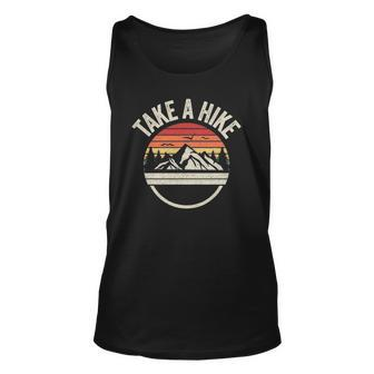 Vintage Retro Take A Hike Hiker Outdoors Camping Unisex Tank Top | Mazezy