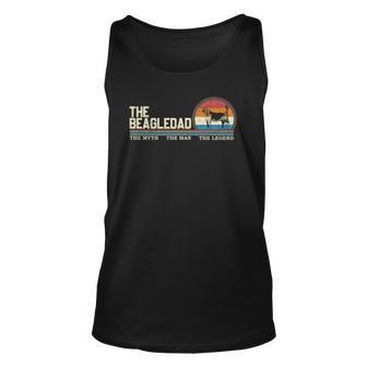 Vintage Retro The Beagle Dog Dad Funny Pet Lover Silhouette Unisex Tank Top | Mazezy