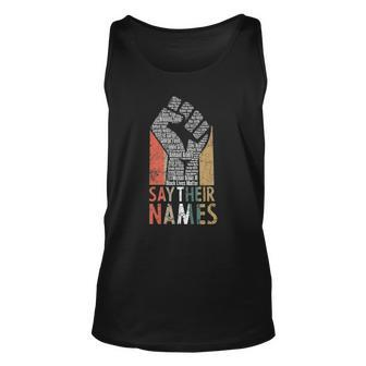 Vintage Say Their Names Black Lives Matter Blm Apparel Unisex Tank Top | Mazezy
