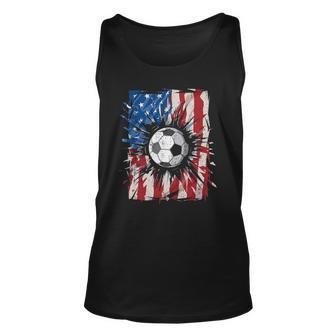 Vintage Soccer 4Th Of July Men Usa American Flag Boys Unisex Tank Top | Mazezy