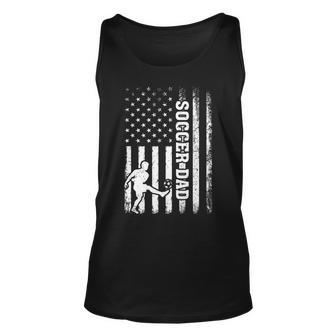 Vintage Soccer Lover American Flag Soccer Dad 4Th Of July Unisex Tank Top - Seseable