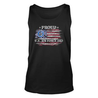 Vintage Usa American Flag Proud Air Force Veteran Dad Funny Unisex Tank Top | Mazezy