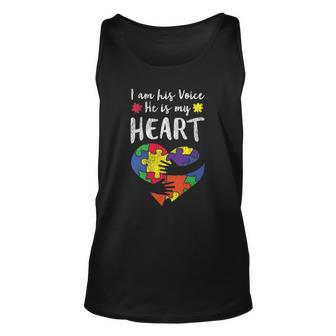 Womens I Am His Voice Mom Dad Autistic Kids Autism Awareness Tank Top | Mazezy