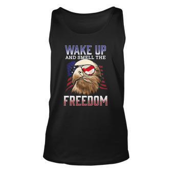 Wake Up And Smell The Freedom Murica American Flag Eagle Unisex Tank Top | Mazezy