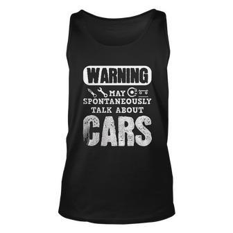 Warning May Spontaneously Talk About Cars New Unisex Tank Top - Thegiftio UK