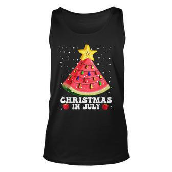 Watermelon Christmas Tree Christmas In July Summer Vacation V2 Unisex Tank Top - Seseable