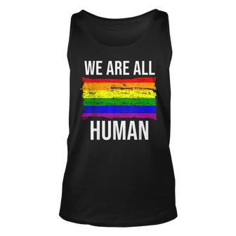 We Are All Human Pride Rainbow Ally Topgay Pride Flag Unisex Tank Top - Thegiftio UK