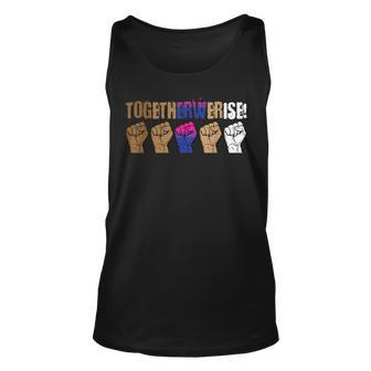 We Rise Together Bi-Sexual Pride Social Justice Lgbt-Q Ally  Unisex Tank Top