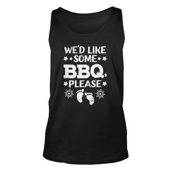 Wed Like Some Bbq Baby 4Th Of July Pregnancy Announcement Unisex Tank Top | Mazezy