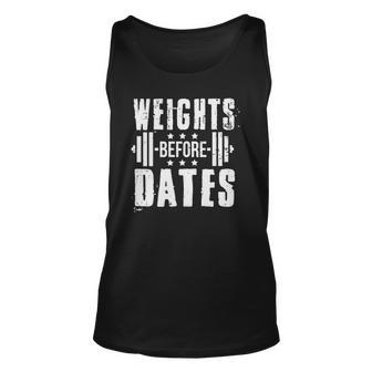 Weights Before Dates Gym Bodybuilding Exercise Fitness Tank Top | Mazezy