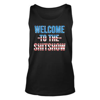 Welcome To The Shitshow Usa Flag Funny 4Th Of July Drinking Unisex Tank Top - Seseable