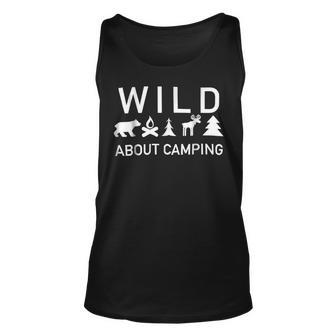 Wild About Camping Hiking Forest Camp Fire Bear T Shirt Unisex Tank Top - Monsterry