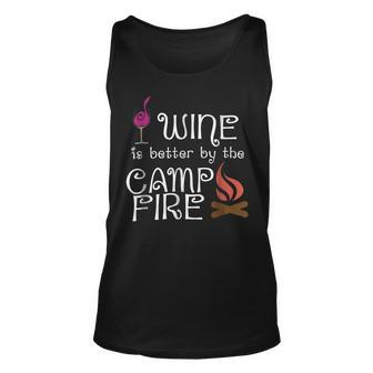 Wine By The Camp Fire Funny Camping T Shirt Christmas Gift Unisex Tank Top - Monsterry