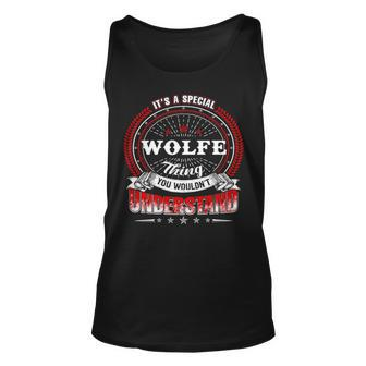 Wolfe Shirt Family Crest Wolfe T Shirt Wolfe Clothing Wolfe Tshirt Wolfe Tshirt Gifts For The Wolfe Unisex Tank Top - Seseable