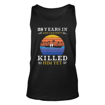Womens 28 Years Wedding Anniversary Gift Idea For Funny Unisex Tank Top | Mazezy