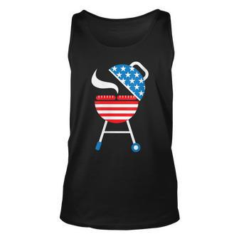 Womens America Barbeque 4Th Of July Usa Flag Merica Dad Gift Unisex Tank Top - Seseable