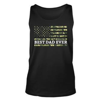 Womens Best Dad Ever American Flag Military 4Th Of July Unisex Tank Top - Seseable