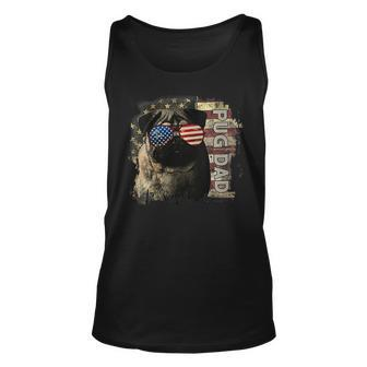 Womens Best Pug Dad Ever American Flag 4Th Of July Pug Lovers Gift Unisex Tank Top - Seseable