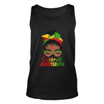 Womens Black Women Messy Bun Juneteenth Celebrate Indepedence Day Unisex Tank Top - Thegiftio UK