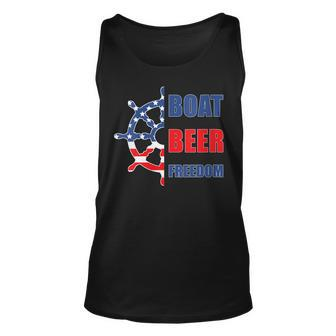 Womens Boat Beer Freedom Nautical Boating 4Th Of July Boaters Unisex Tank Top - Seseable