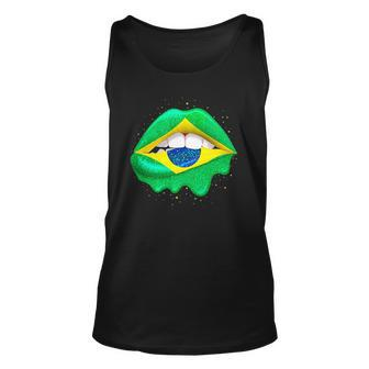 Womens Brazilian Flag Lips Women Girls Brazil Unisex Tank Top | Mazezy