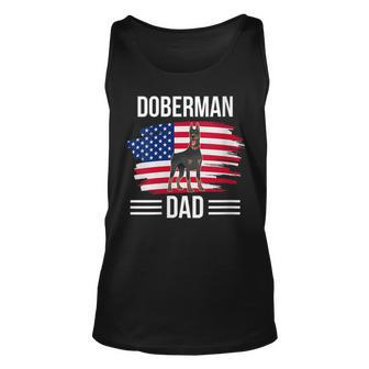 Womens Dog Owner Us Flag 4Th Of July Fathers Day Doberman Dad Unisex Tank Top - Seseable