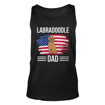 Womens Dog Owner Us Flag 4Th Of July Fathers Day Labradoodle Dad Unisex Tank Top - Seseable