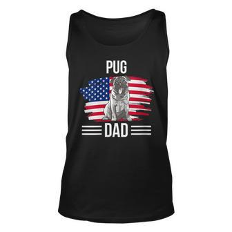 Womens Dog Owner Us Flag 4Th Of July Fathers Day Pug Dad Unisex Tank Top - Seseable