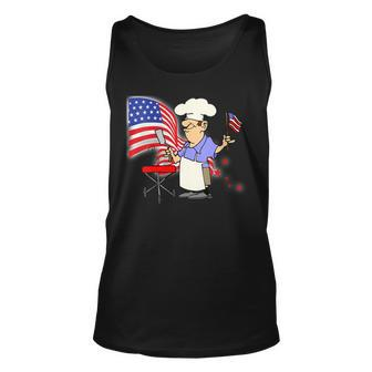 Womens Funny Patriotic All American Dad 4Th Of July Flag Bbq Men Unisex Tank Top - Seseable