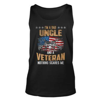 Womens Im A Dad Uncle And A Veteran Fathers Day Fun 4Th Of July Unisex Tank Top - Seseable