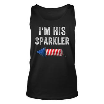 Womens Im His Sparkler His And Her 4Th Of July Matching Couples Unisex Tank Top - Seseable