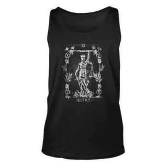 Womens Justice Tarot Card Vintage Gothic Retro Style Unisex Tank Top | Mazezy