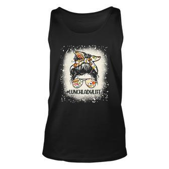 Womens Lunch Lady Messy Hair Woman Bun Lunch Lady Life Unisex Tank Top | Mazezy