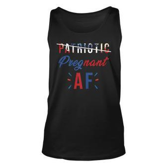 Womens Patriotic Pregnant Af Baby Reveal 4Th Of July Pregnancy Mom Unisex Tank Top - Seseable