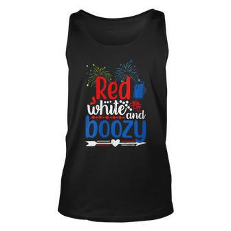 Womens Red White And Boozy Alcohol Booze 4Th Of July Beer Party Unisex Tank Top - Seseable
