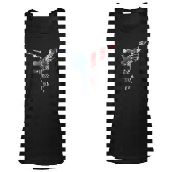Womens Usa American Flag Dot Art Cute Bird Hummingbird 4Th Of July V2 Unisex Tank Top - Seseable