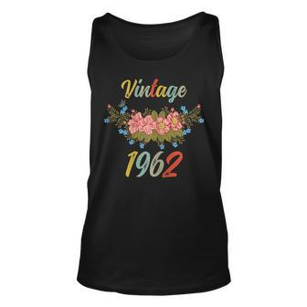 Womens Vintage 1962 Floral 60Th Birthday Unisex Tank Top - Seseable