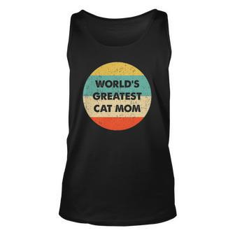 Worlds Greatest Cat Mom Vintage Retro Unisex Tank Top | Mazezy