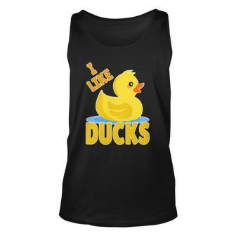 Yellow Rubber Duck Squeaker Duck I Like Ducks Unisex Tank Top | Mazezy