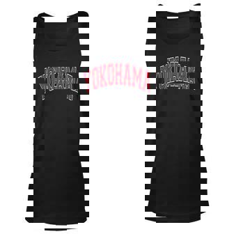 Yokohama Japan Varsity Style Red Text Unisex Tank Top | Mazezy